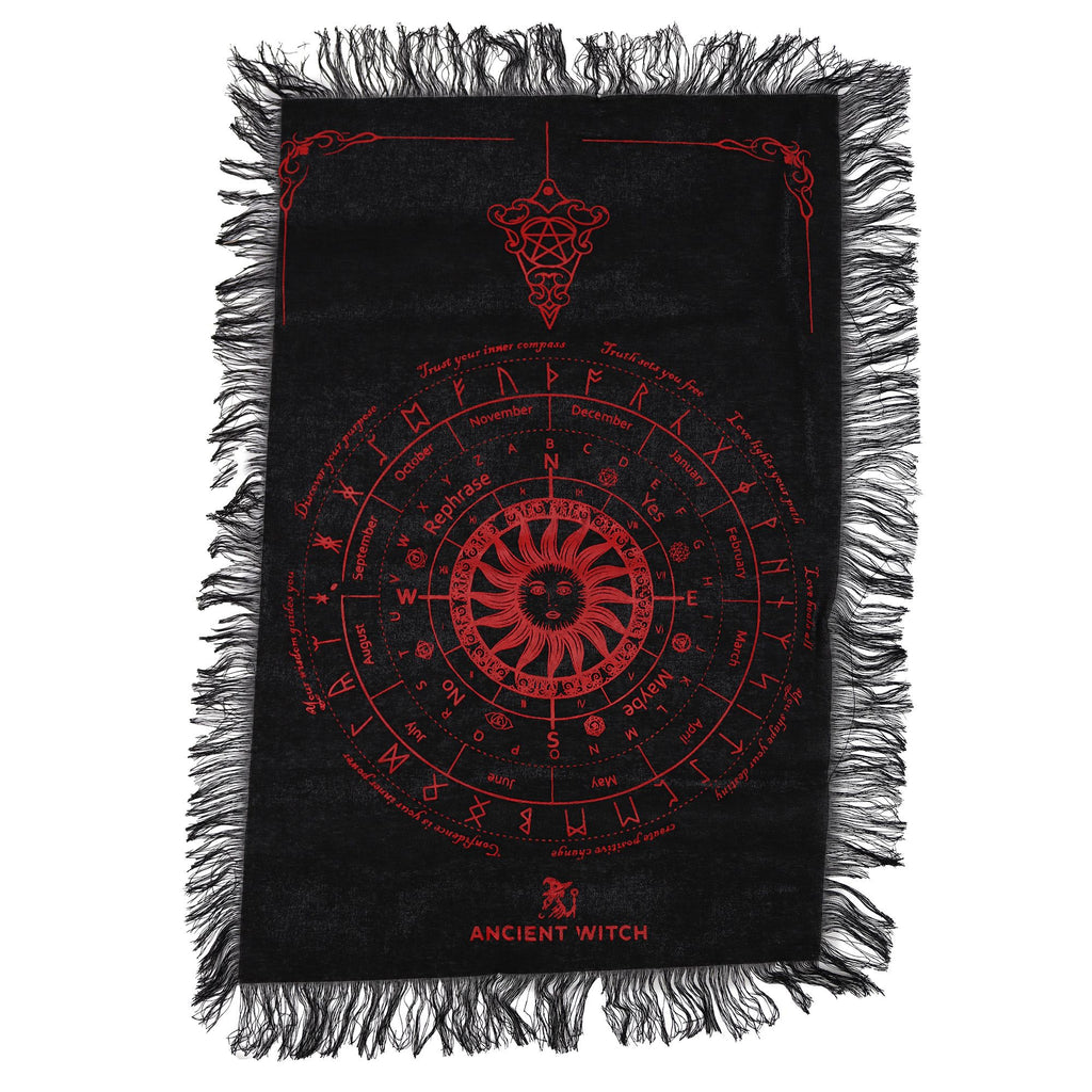 Ancient Witch Sun Face Pendulum Cloth - Black & Blood Red