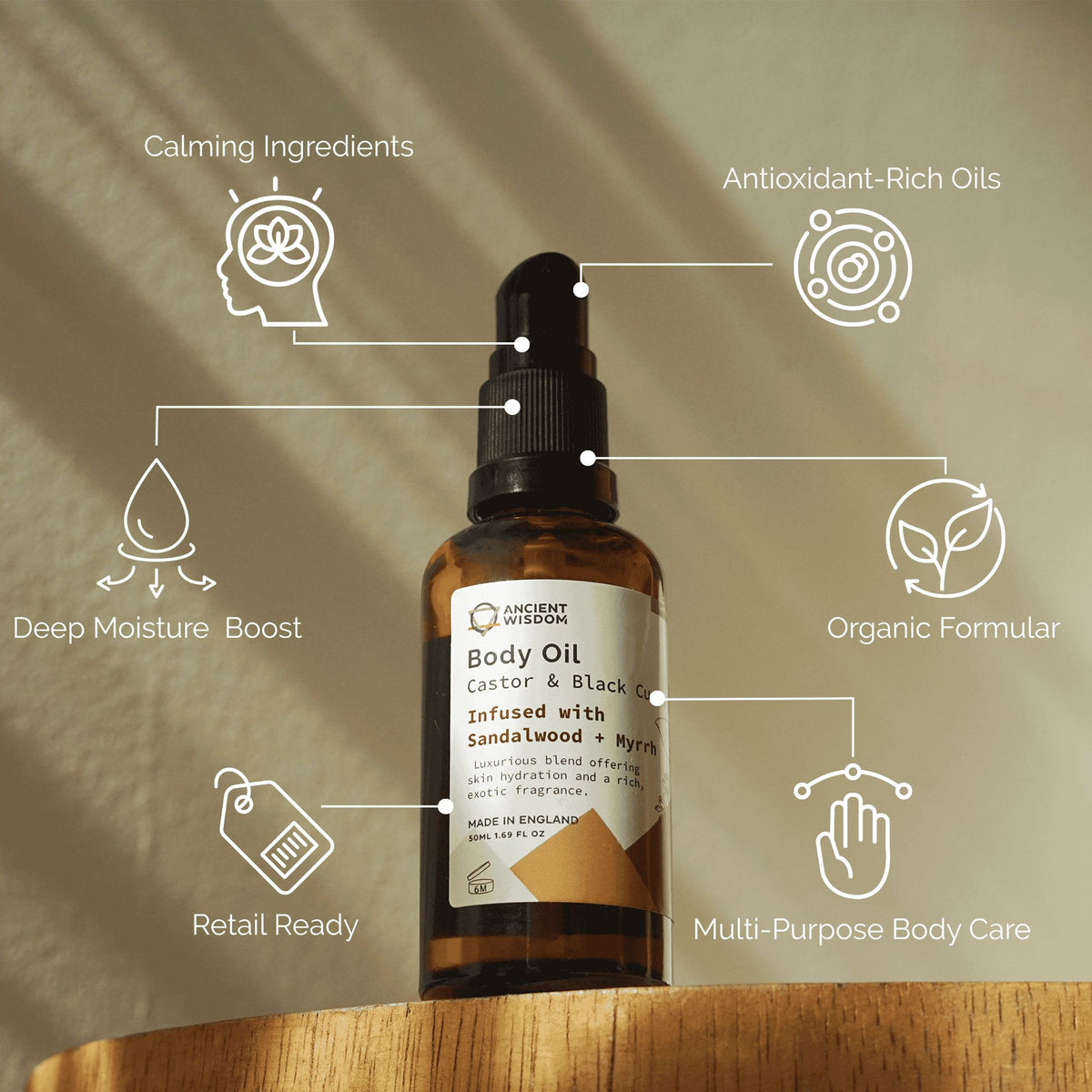 Organic Body Oil 50ml - Sandalwood & Myrrh – view 3