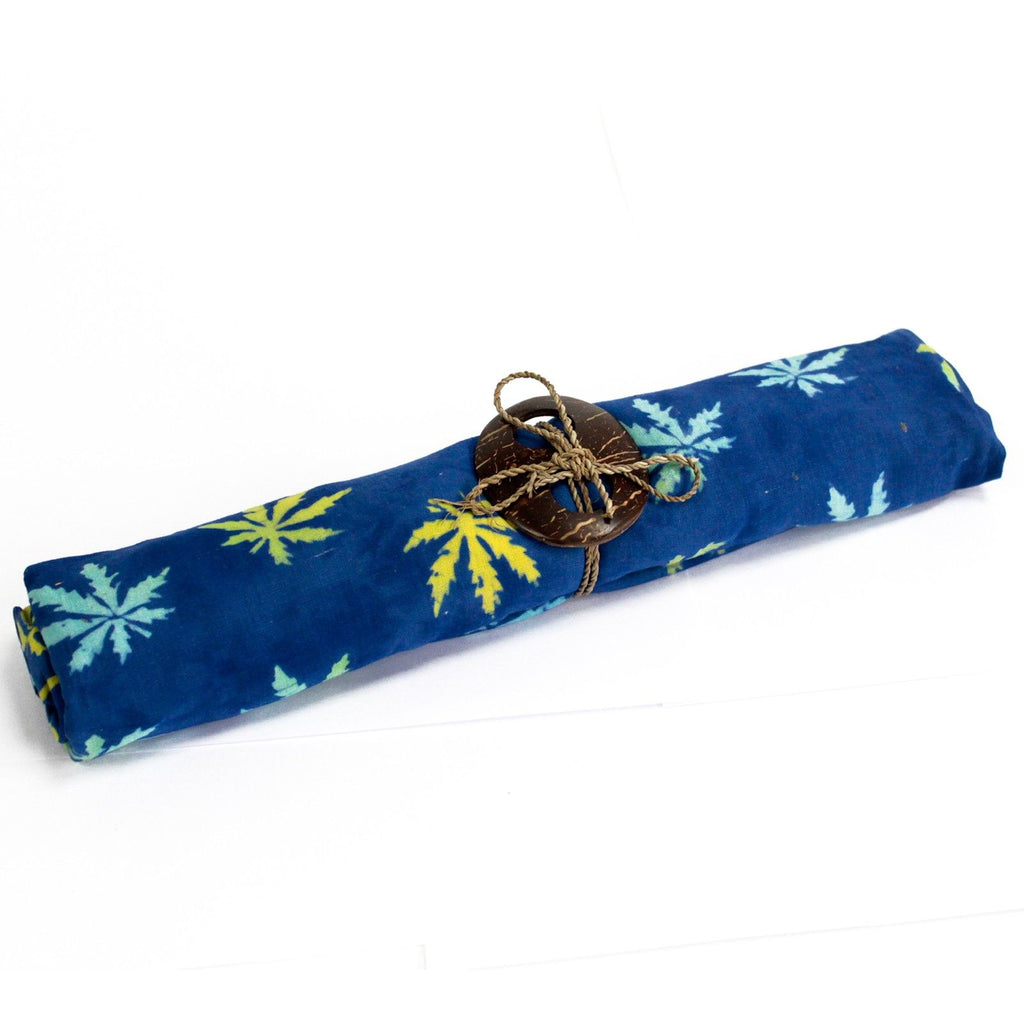 Bali Block Print Sarong - Tropical Leaves - 155x120cm – view 7