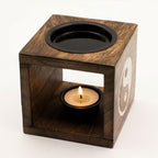 Square Mango Wood Oil Burner - Yin Yang – view 5