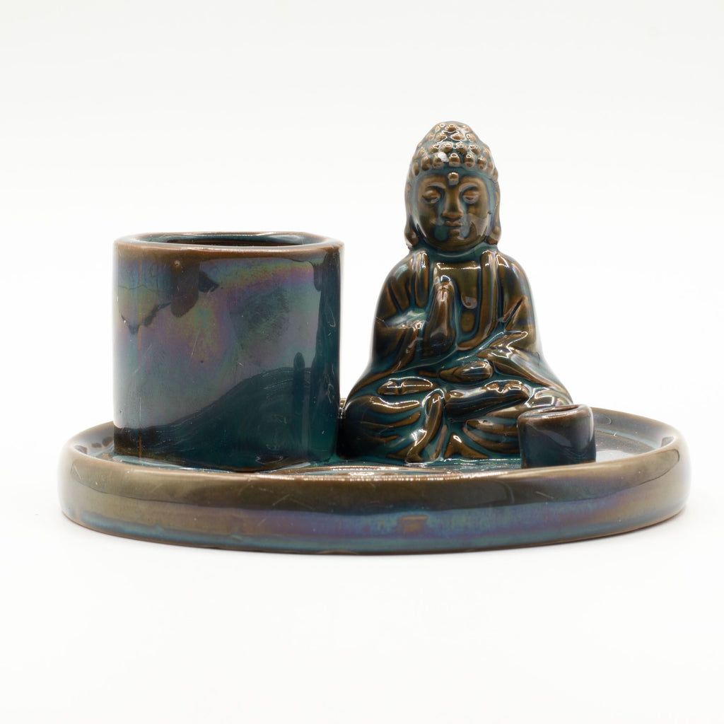 Ceramic Buddha Incense Plate - Blue