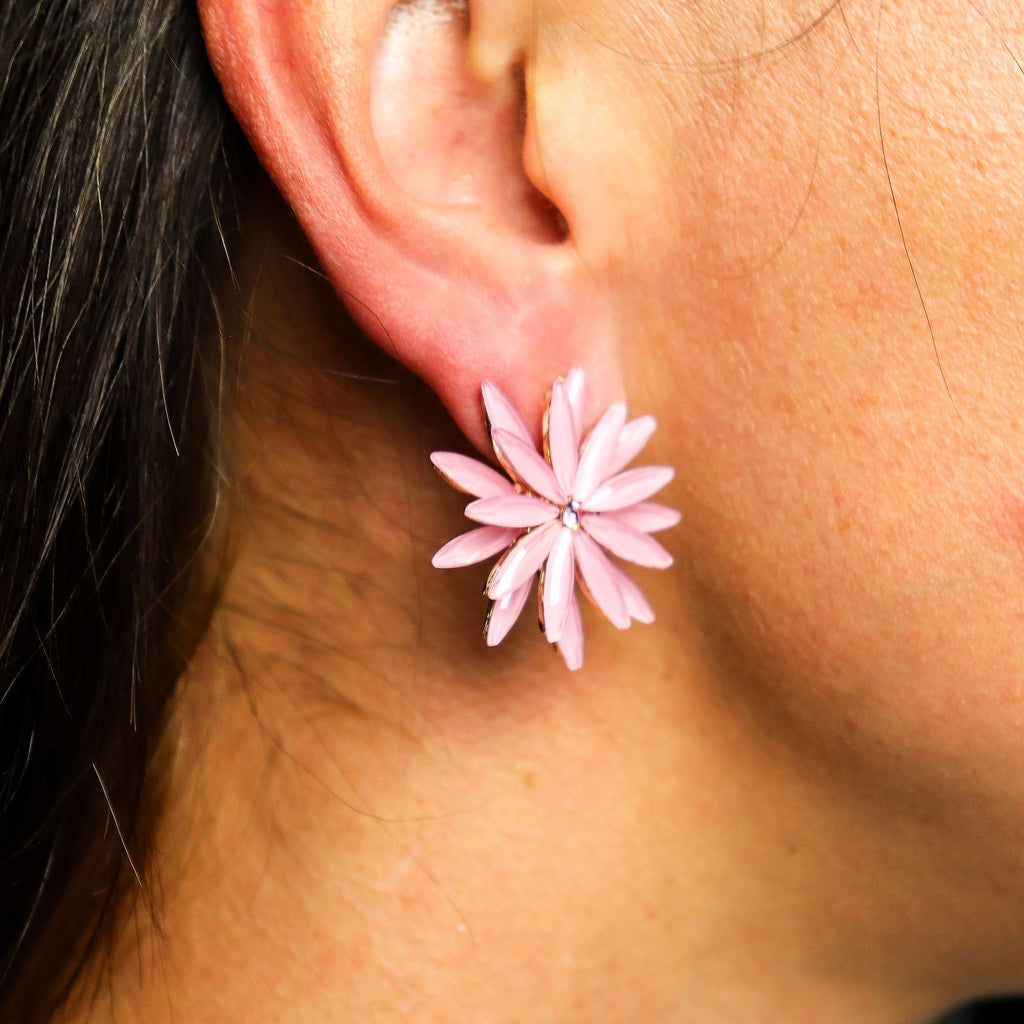 Soft Pink Vintage Glass Flowers Earrings – view 5