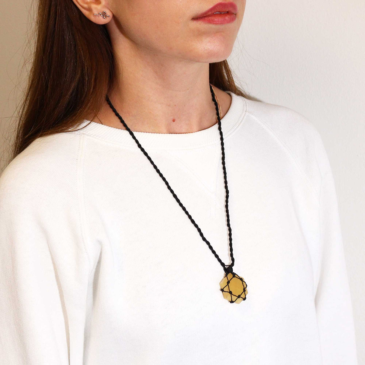 Laced Gemstone Hexagon Pendant - Yellow Quartz – view 2