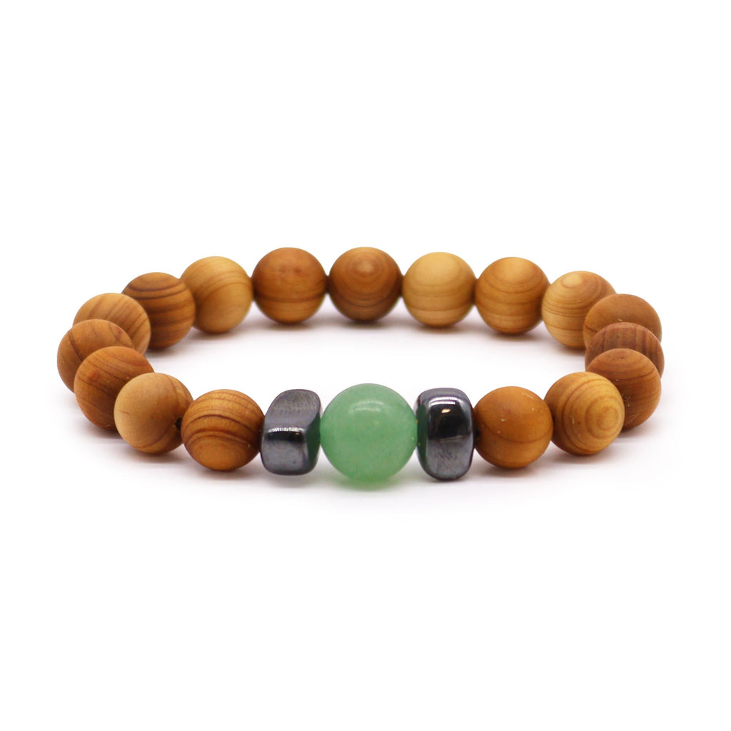 Cedarwood Sacral Chakra Bangle with Green Aventurine