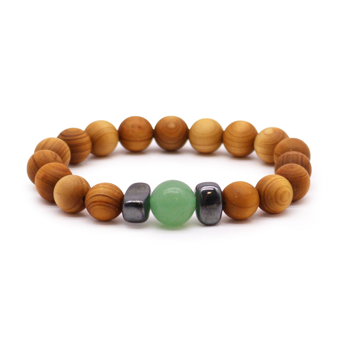 Cedarwood Sacral Chakra Bangle with Green Aventurine