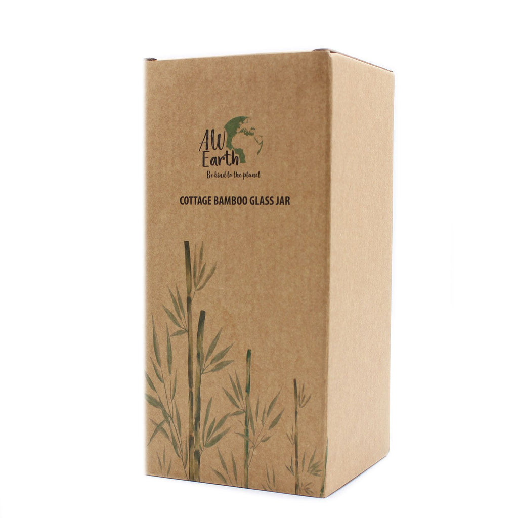 Cottage Glass Storage Jar with Bamboo Lid - 20 cm