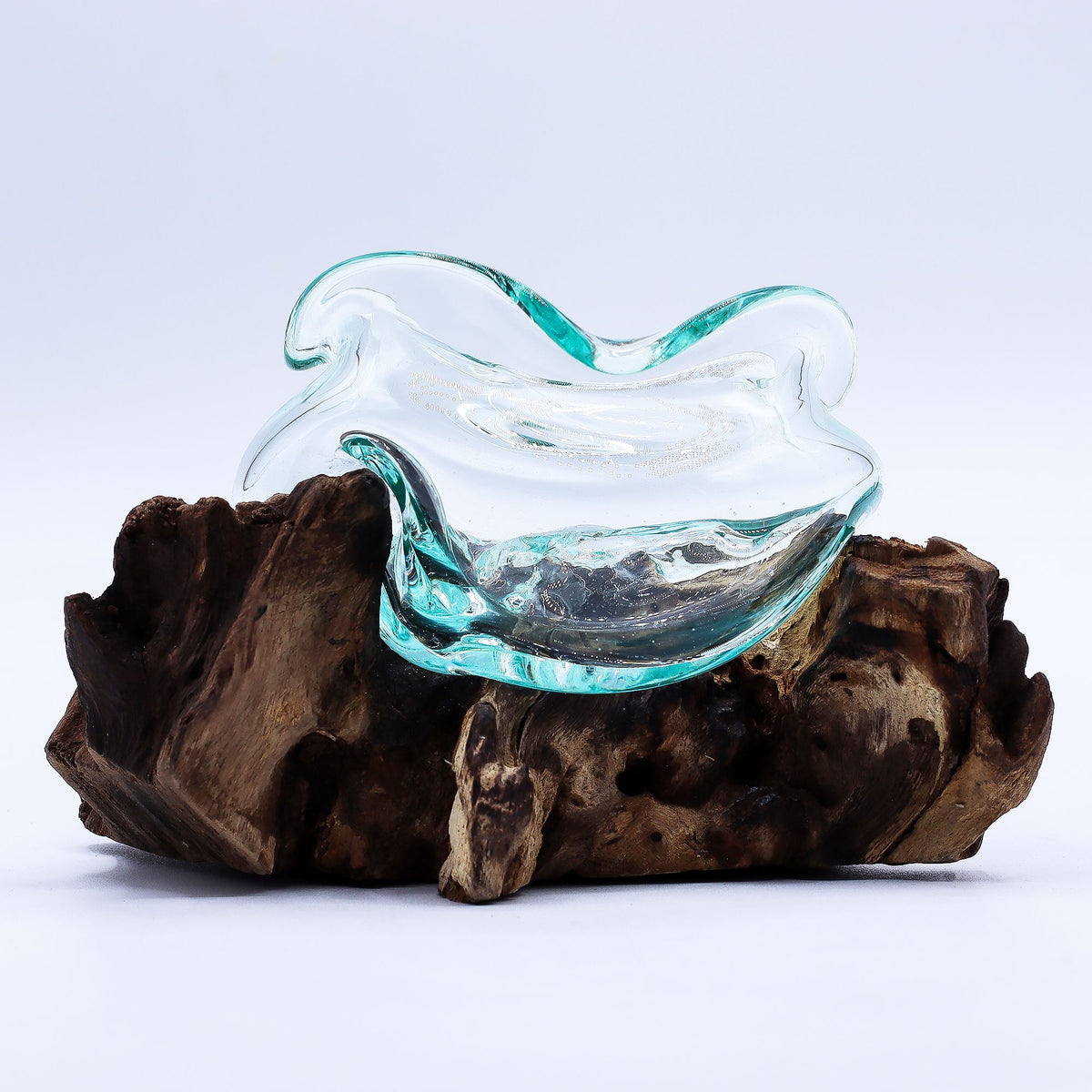 Molten Glass Wavy Bowl on Wood 18cm – view 3