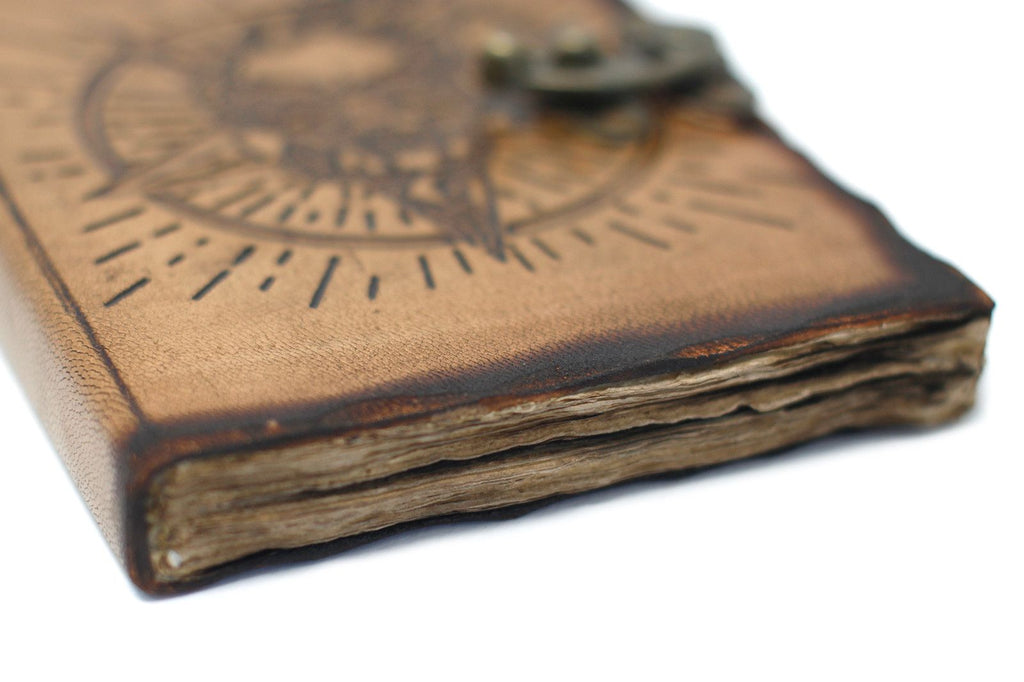 Leather Pentagon & Skull Notebook, Burnt Edge – 13x17.5 cm – view 3