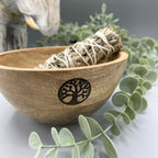 Wooden Ritual Offering Bowl - Tree of Life - 14x7cm