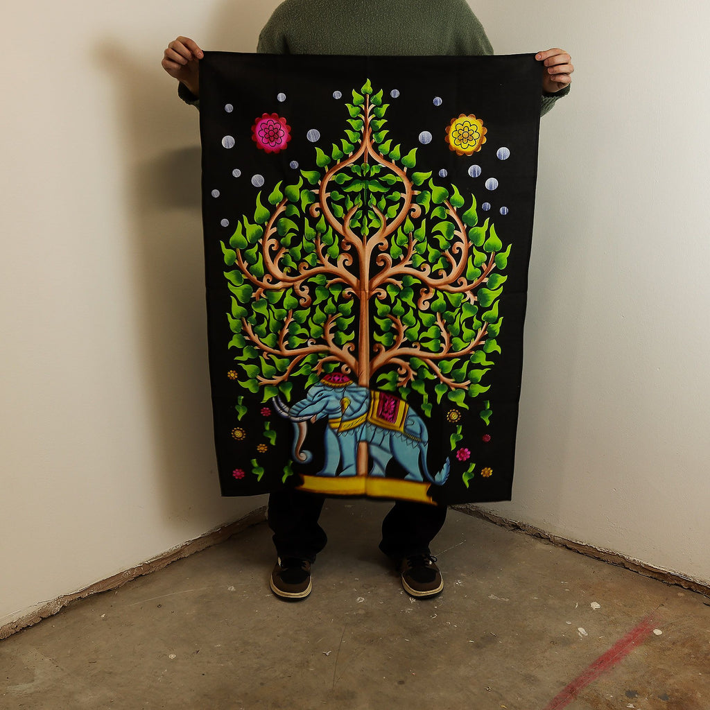 Cotton Wall Art (70x110cm) - Elephant & Tree of Life – view 2