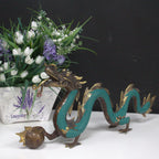 Brass Dragon with Pearl Statue – 20 cm – view 2