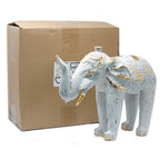 Carved Wood Elephant Statue, White and Gold – view 6