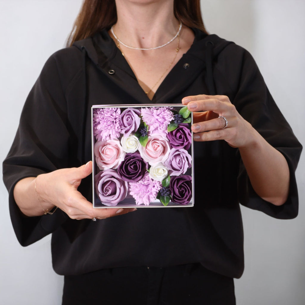 Square Soap Flower Gift Box - Lavender Rose & Carnation – view 6