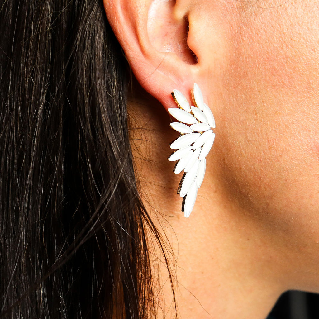 Nymph Pearl Angel Wings Vintage Glass Earrings – view 4