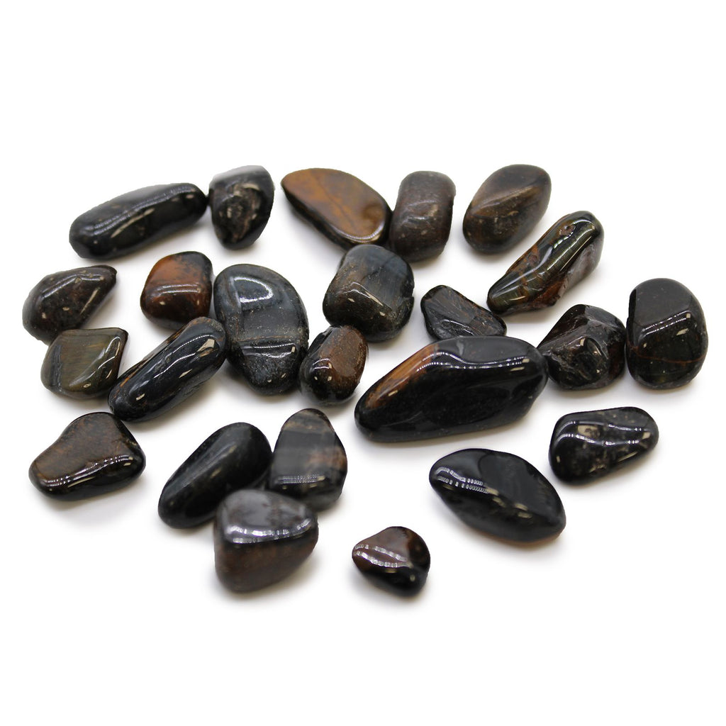 Bag of 24 Small African Tumble Stones - Blue Tigers Eye – view 2