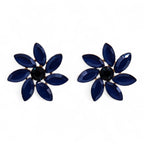 Nymph Royal Blue Flowers Vintage Glass Earrings – view 2