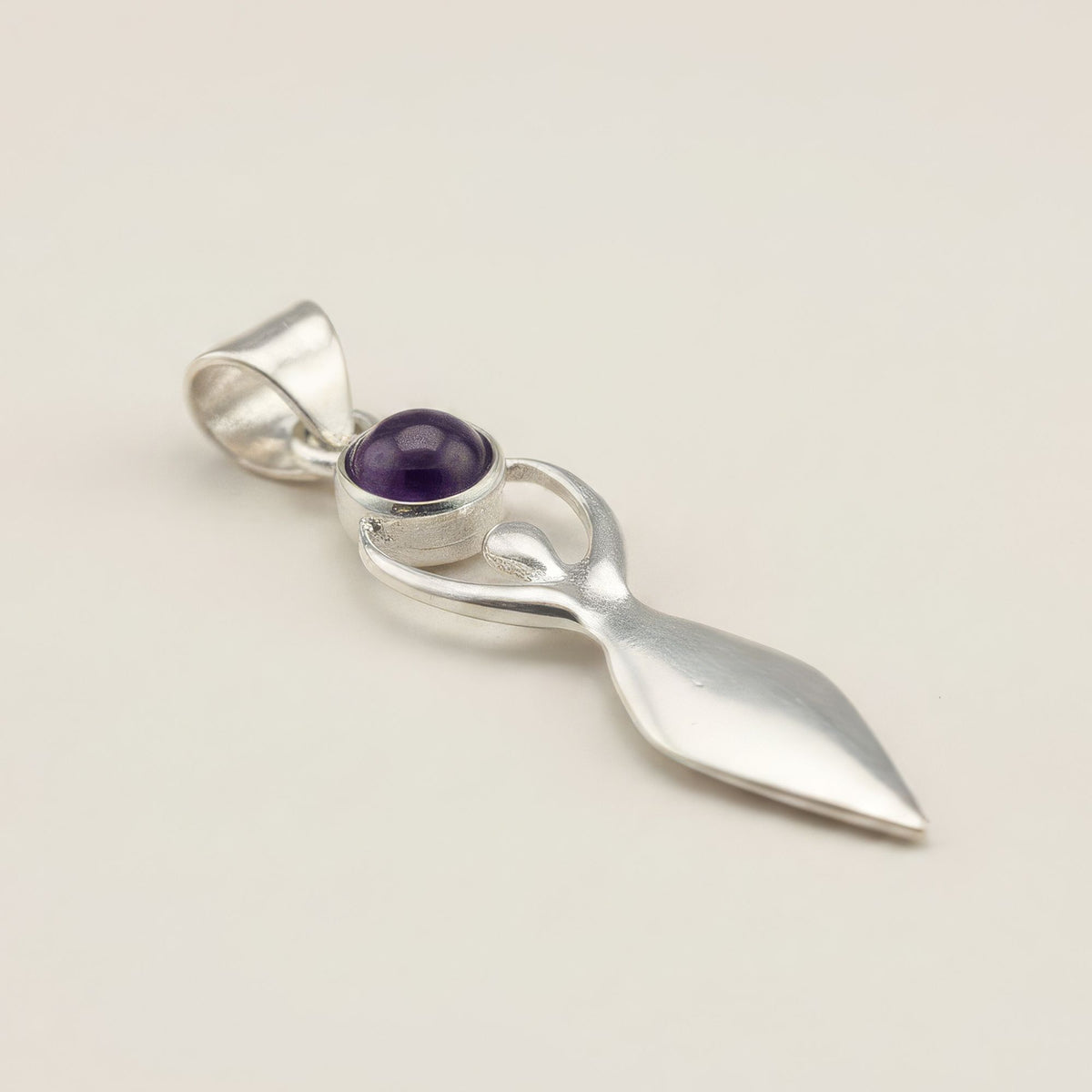 Goddess Amethyst Pendant Necklace on Silver Plated Cord 45cm – view 6