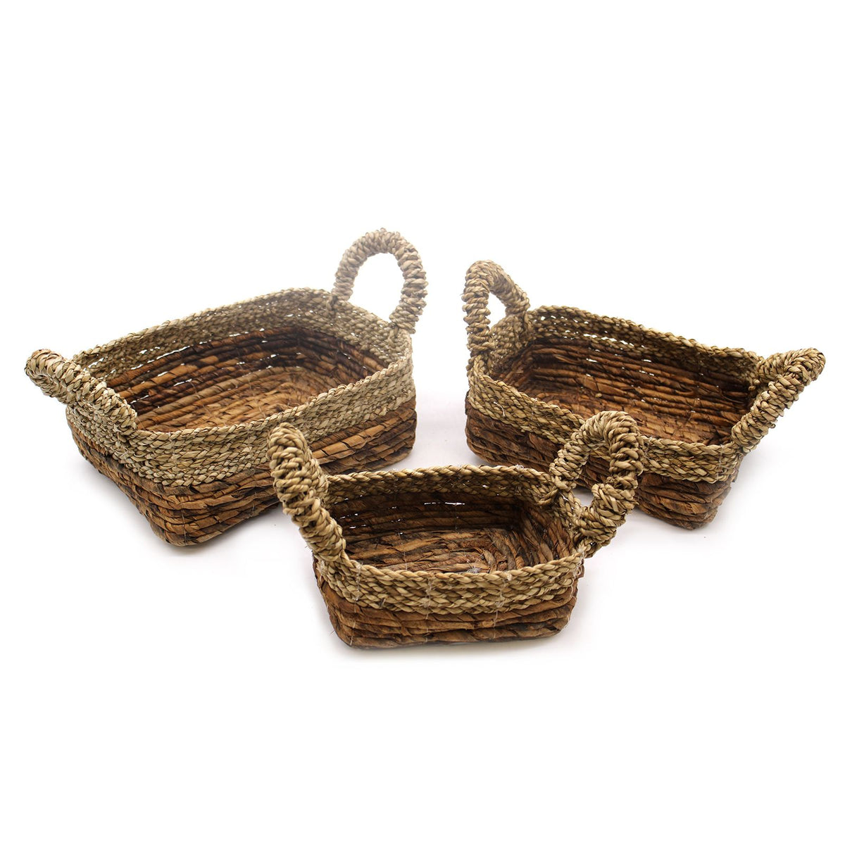Banana Leaf & Seagrass Square Baskets, Set of 3 – view 4