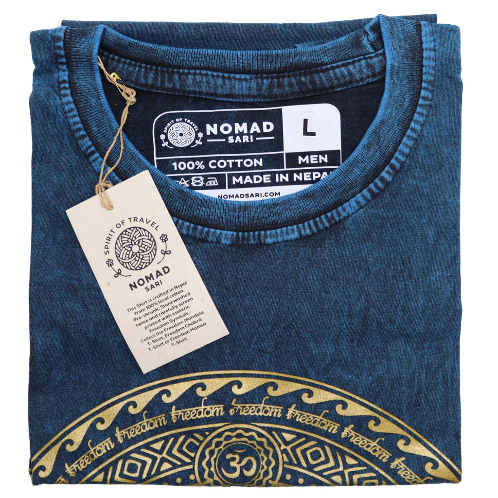 Nomad Sari Stonewashed T-Shirt - Chakra - Blue - Large – view 2