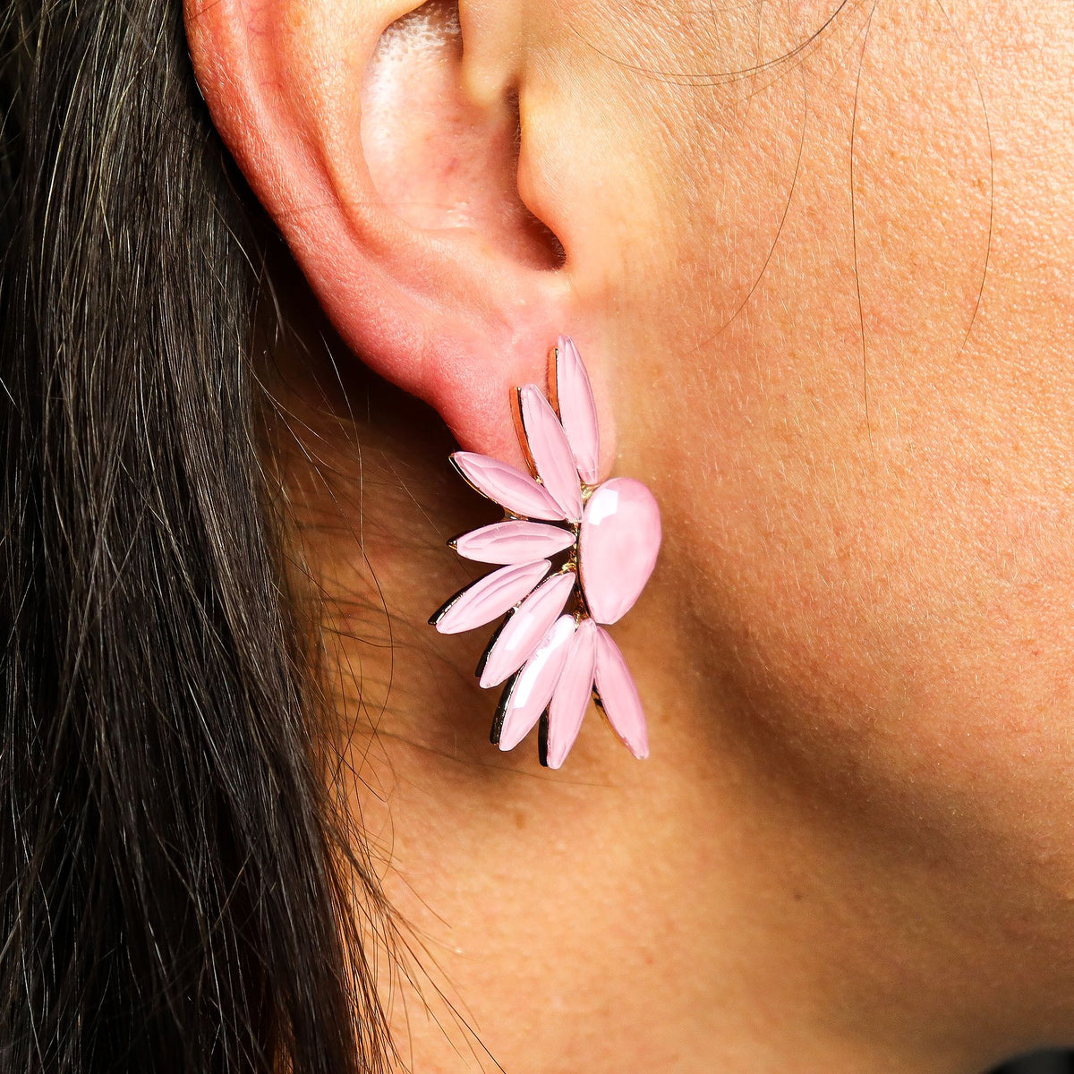 Soft Pink Vintage Glass Angel Wings Earrings – view 7