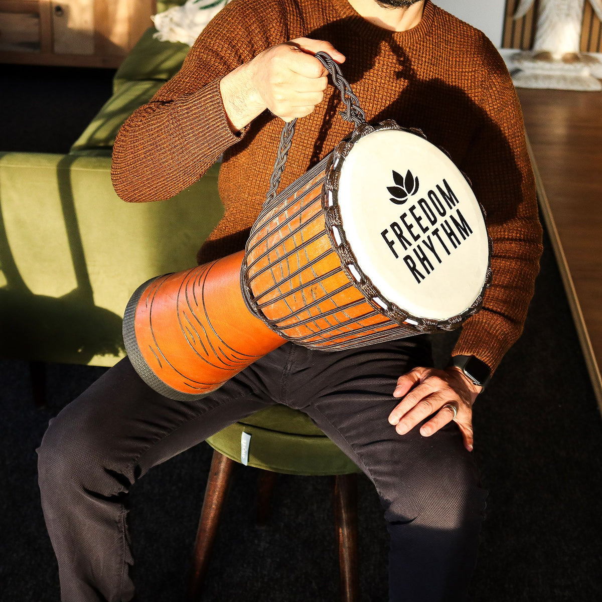 Large Pro Djembe Drum - Freedom Rhythm - 50cm, 22cm Head – view 6