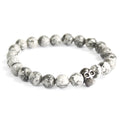 Grey Agate Bracelet with Pewter Skull Charm