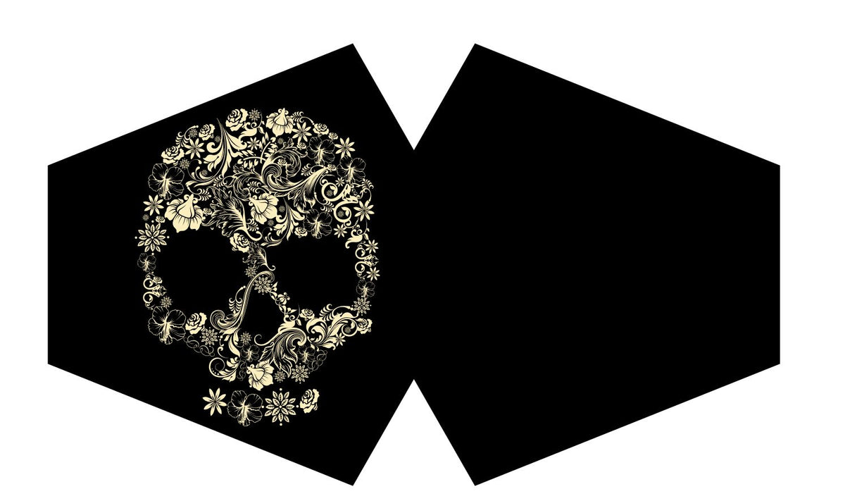 Reusable Fashion Face Covering - Flower Skull Print – view 2