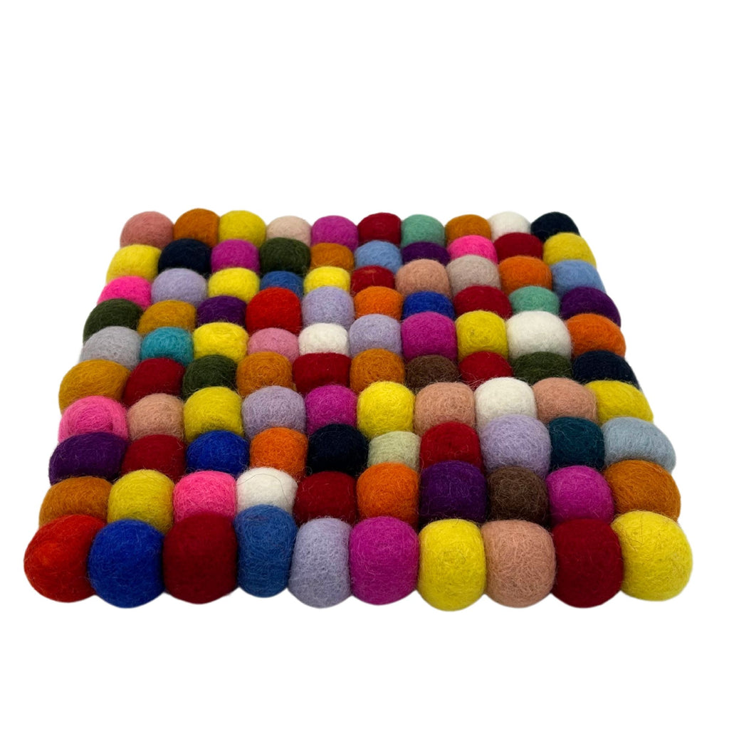 Square Felt Placemat 20cm Bright Multi Colour