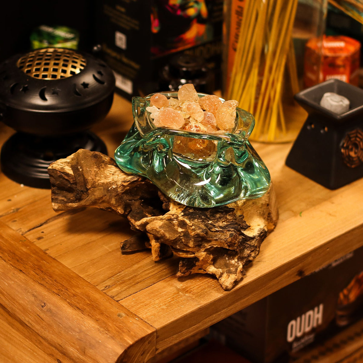 Molten Glass Chunky Ashtray & Candle Holder 23cm – view 2