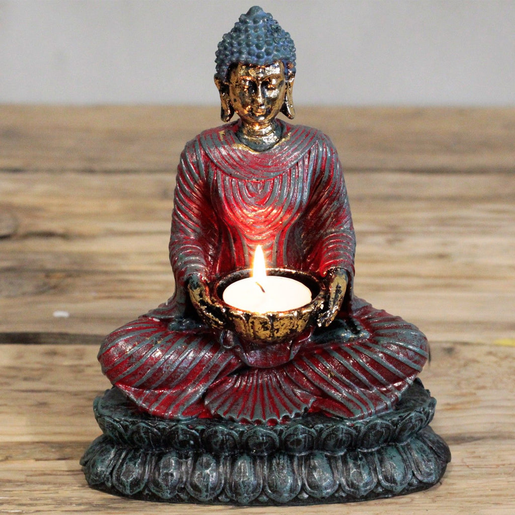 Buddha Devotee Candle Holder – Antique Style, 20 cm – view 3