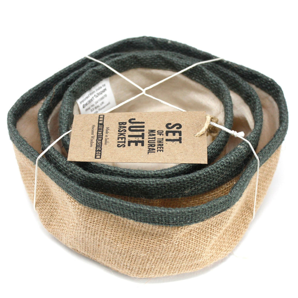 Set of 3 Natural Jute Baskets - Charcoal – view 3