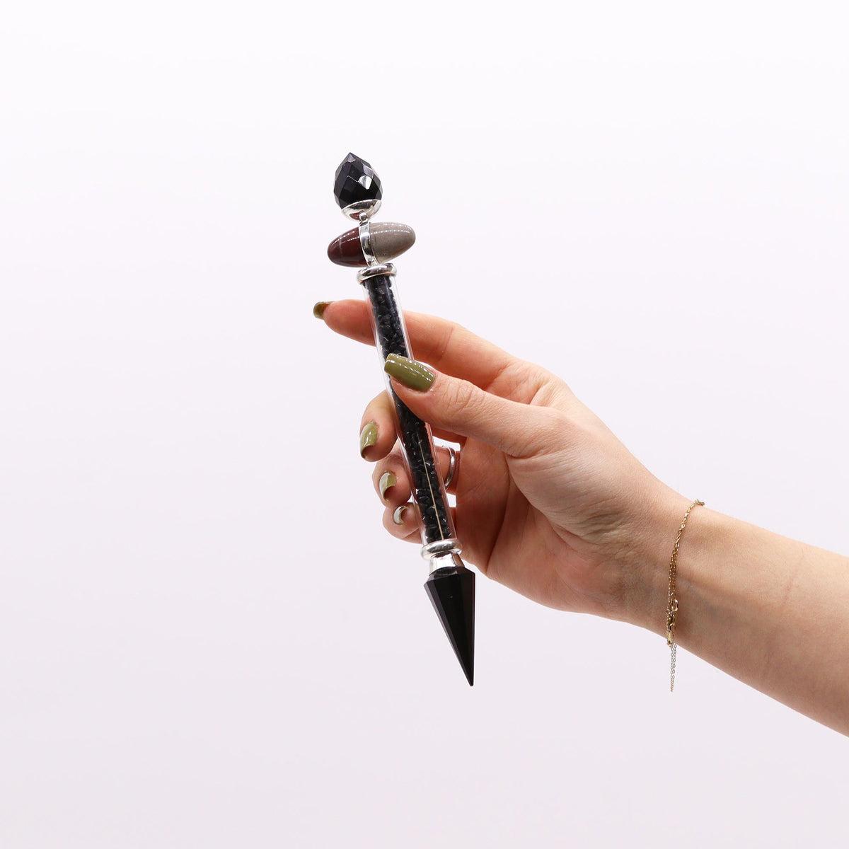 Black Tourmaline & Agate Shiva Lingam Wand - Protection – view 2