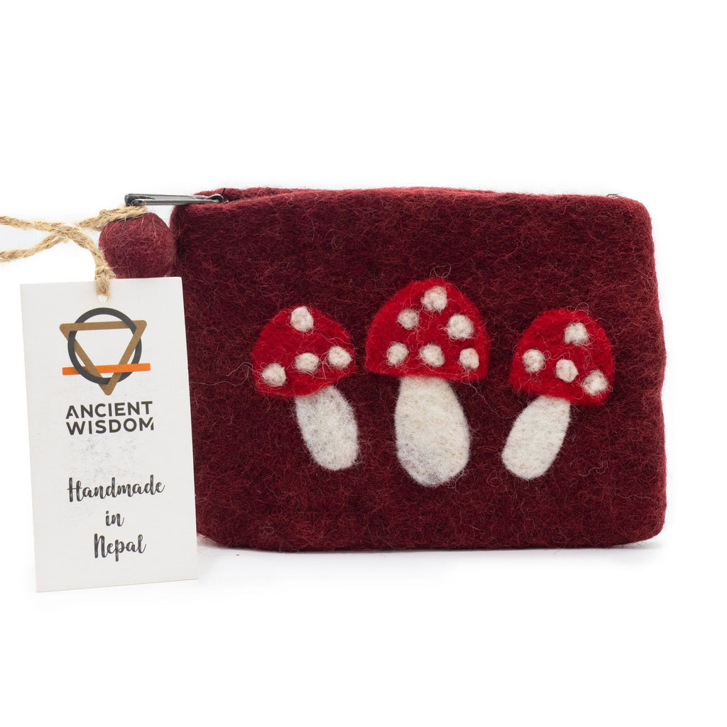 Wild Mushrooms Felt Zipper Pouches - Set of 3