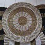 Round Seagrass Rug - White & Tan Inner Sun - 1m – view 3