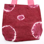 Tie-Dye Cotton Bag - Maroon Rings with Pink Handle - 38x42cm – view 3