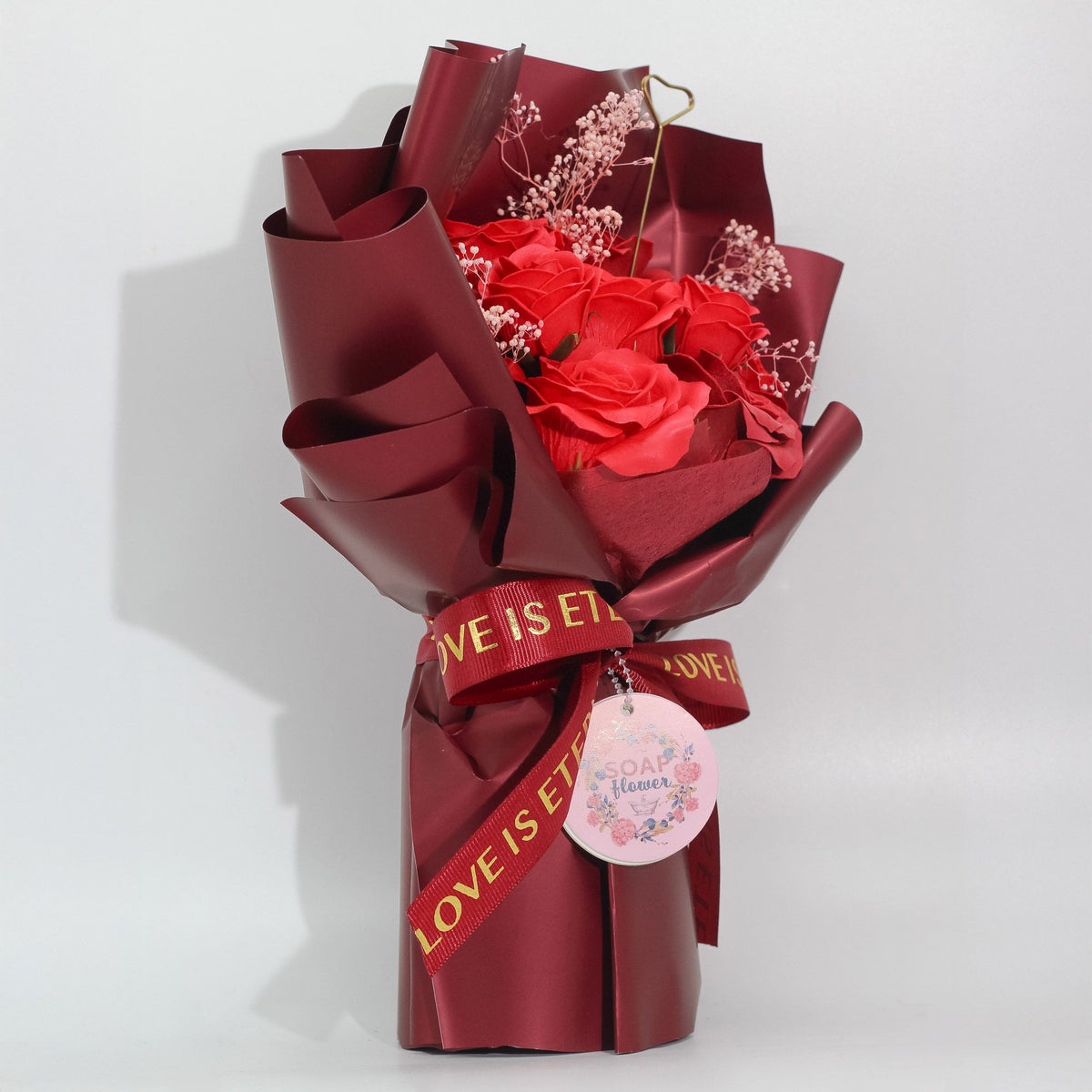 Red Soap Rose Bouquet - Love Is Eternal Gift Card – view 3