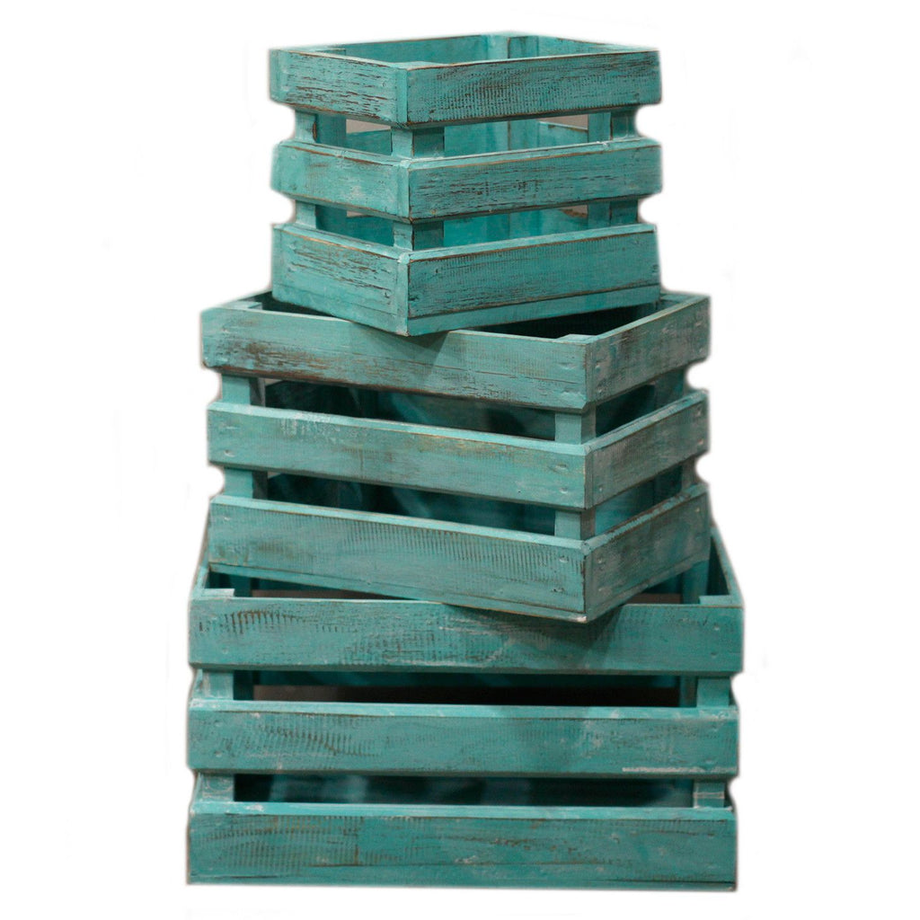 Set of 3 Wooden Storage Boxes - Greenwash – view 3