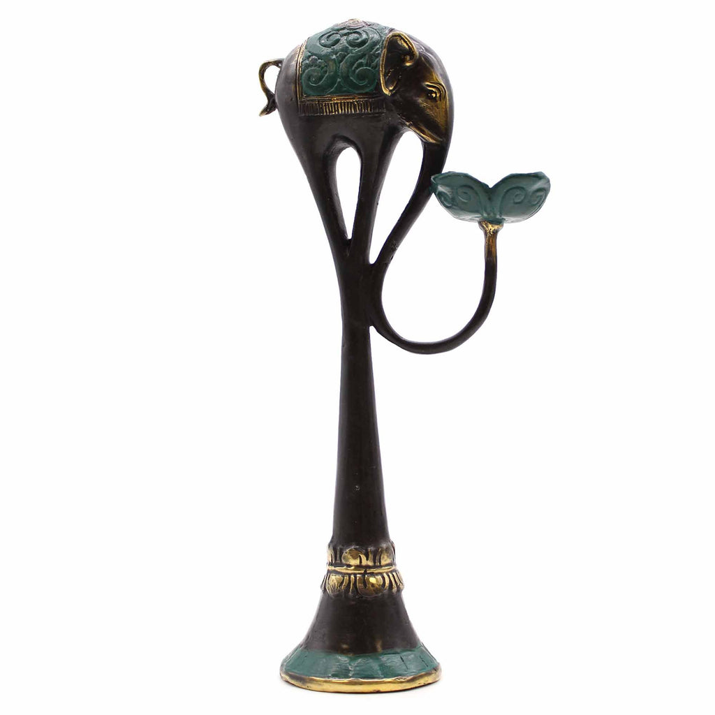 Brass Elephant Candle & Incense Holder – Large – view 2