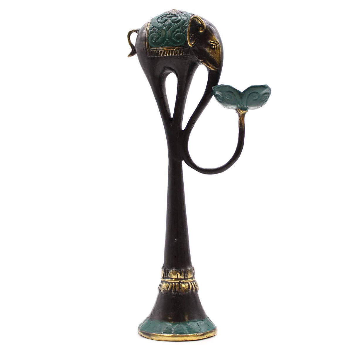 Brass Elephant Candle & Incense Holder – Large – view 2