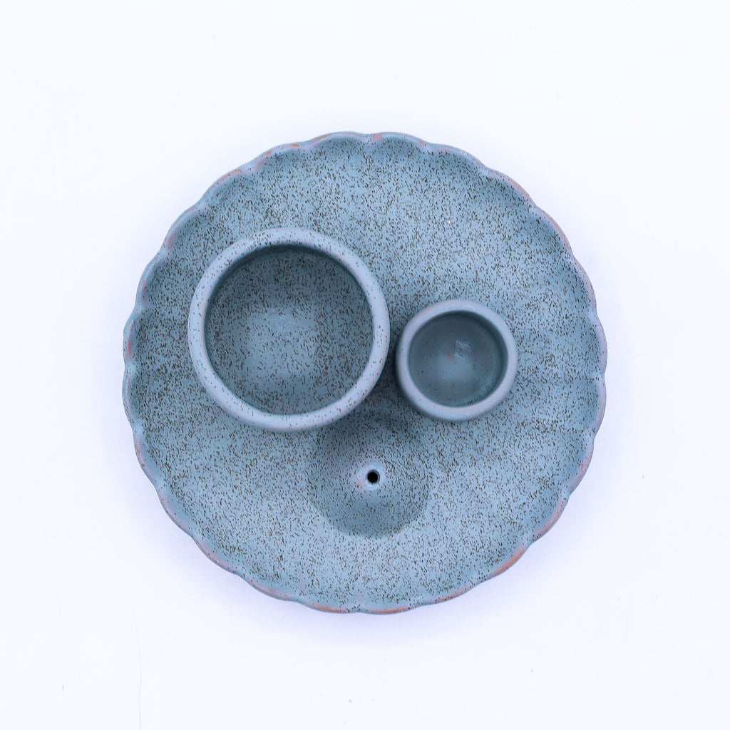 Ceramic Palo Santo & Smudge Holder, Lotus Flower, Blue – view 10