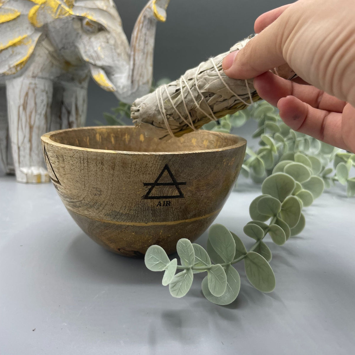 Four Elements Wooden Smudge and Ritual Offering Bowl - 12x7cm – view 3