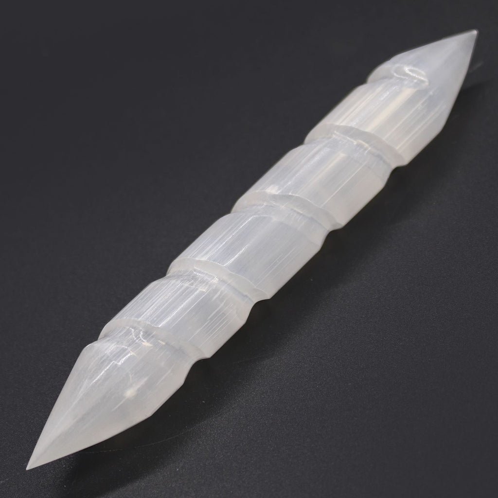 Selenite Spiral Wand 16 cm - Pointed Both Ends – view 2
