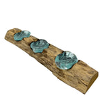 Molten Glass Flat Triple Candle Holder on Wood – view 3