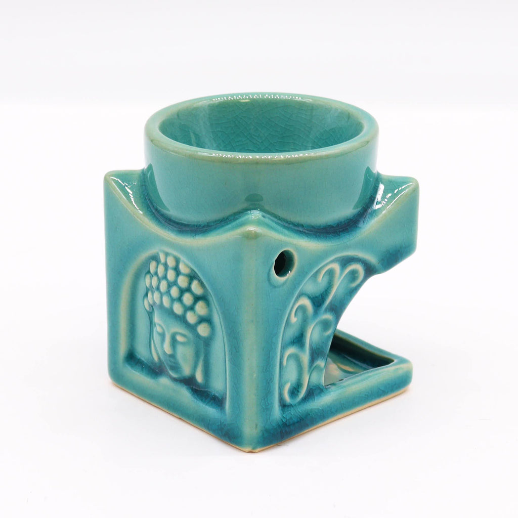 Square Buddha Ceramic Oil Burner - Soft Turquoise – view 3