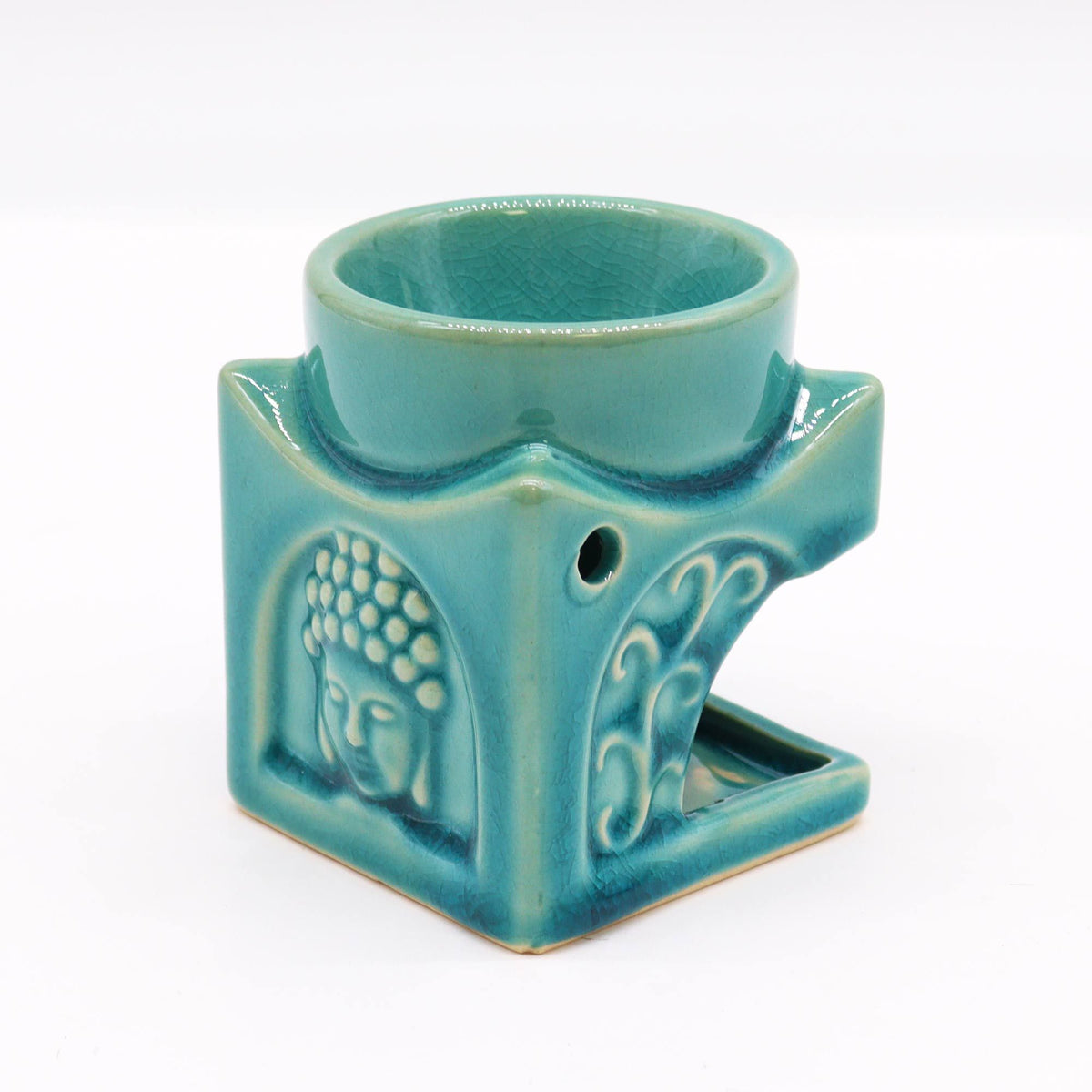 Square Buddha Ceramic Oil Burner - Soft Turquoise – view 3
