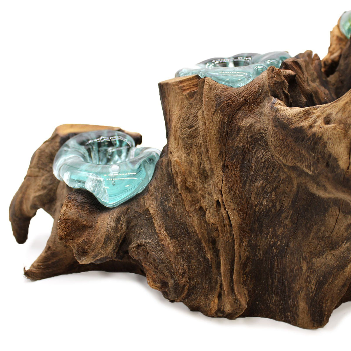 Molten Glass Five-Candle Holder on Wood – view 9