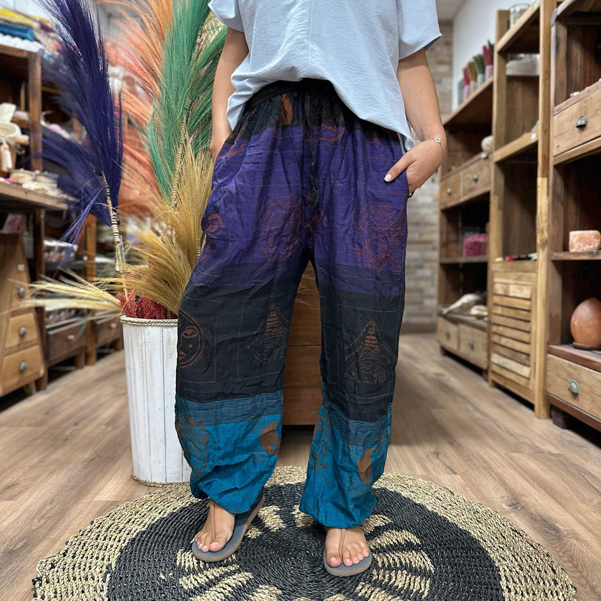 Yoga and Festival Pants - High Cross Himalayan Print, Purple – view 3