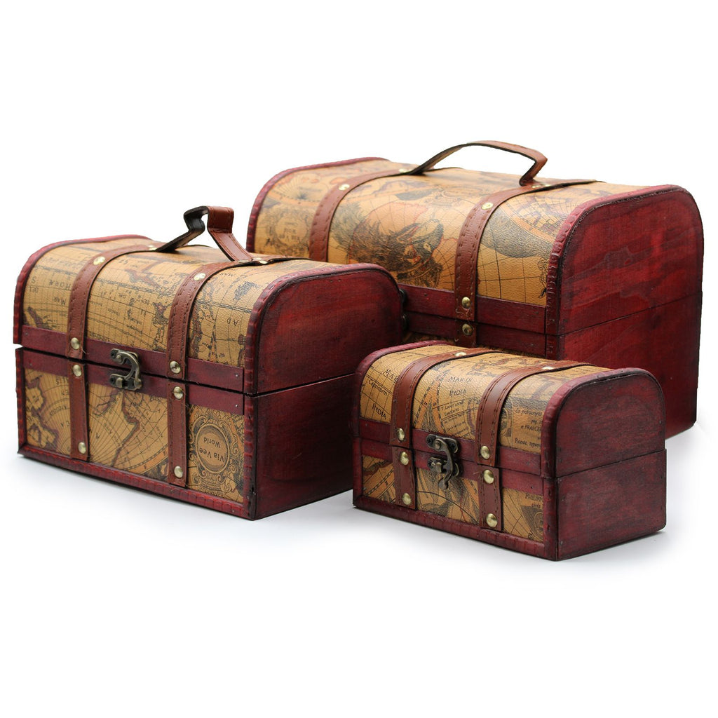 Old Map Chest Set of 3, Vintage Style – view 3