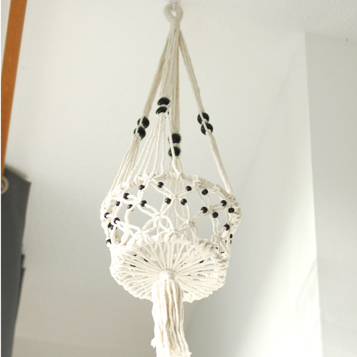 Large Beaded Macrame Plant Hanger, 77cm – view 2
