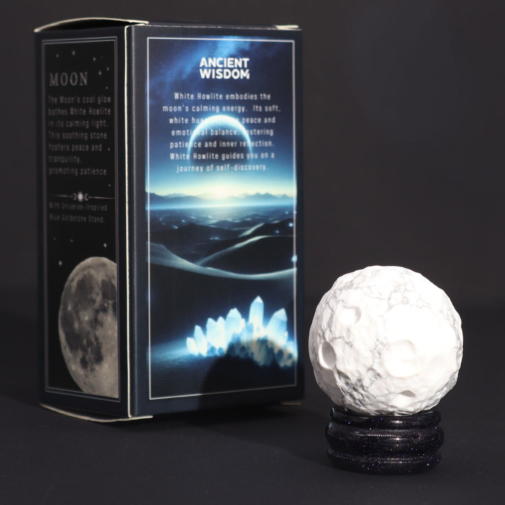 White Howlite Planet on Goldstone Stand - 40mm – view 5